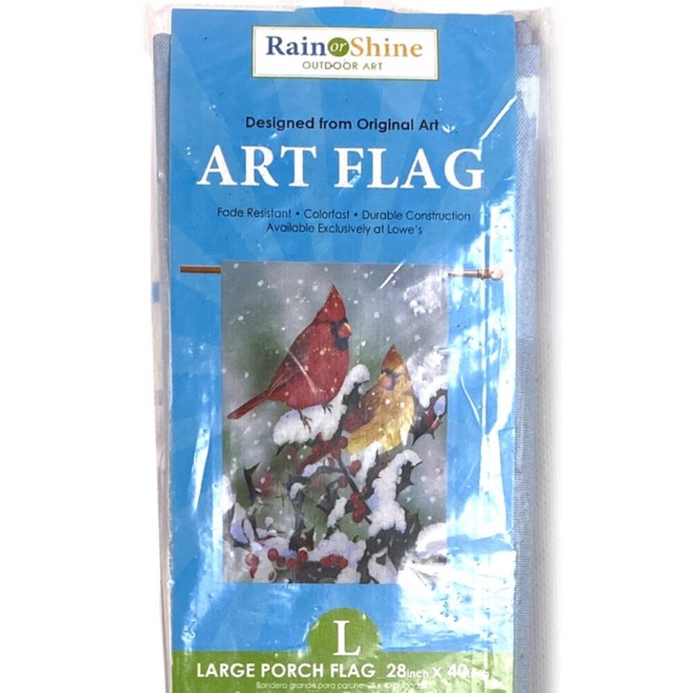 Snowy Cardinals Rain Or Shine Large Porch Or Garden Art Flag  28x40 Inches NEW